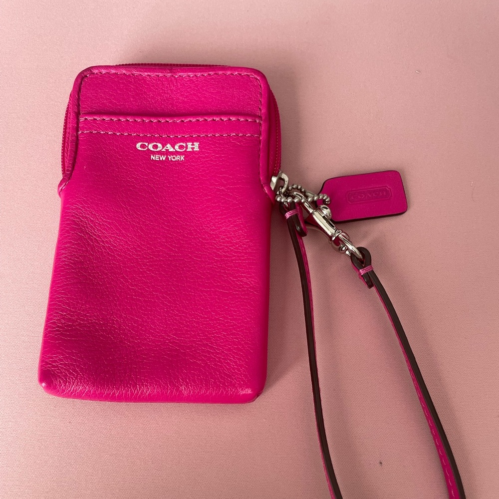 Pink coach card case